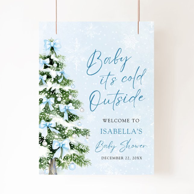 Bow Baby It's Cold Outside Baby Shower Welcome Poster (Creator Uploaded)