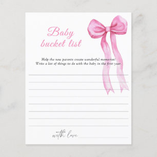 Bow baby shower - Baby bucket list game