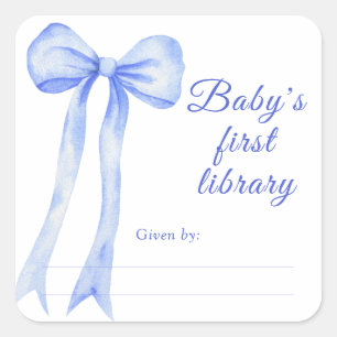 Bow - Baby Shower bookplate, books for baby Square Sticker