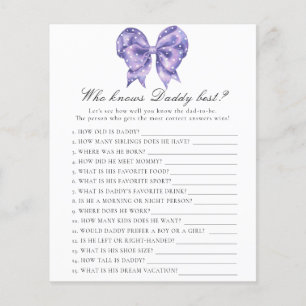 Bow baby shower - Game Who knows daddy best