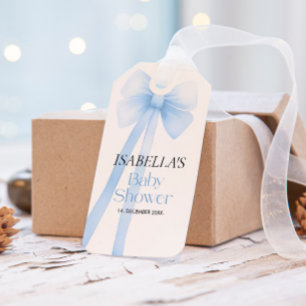 Bow Baby Shower gift tag, Blue Thank You Tags