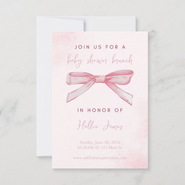 bow baby shower invitation (Front)