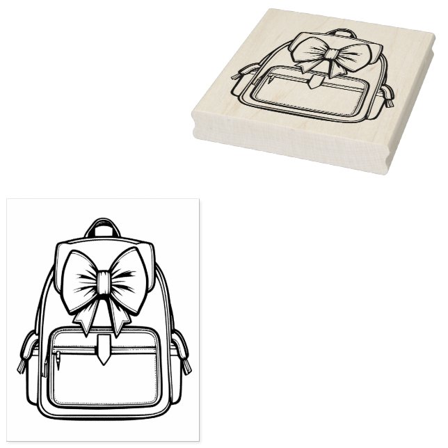 Bow Backpack Rubber Stamp (Stamped)
