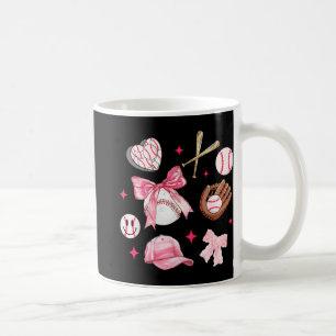 Bow Baseball Mom Pink Bow Mothers Day Women Girls  Coffee Mug