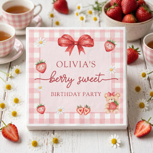 Bow Berry Sweet Girl Birthday Napkin