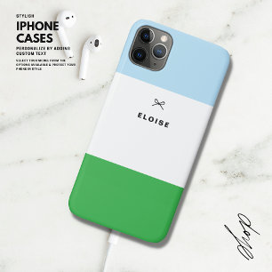 Bow Blue and Green Personalized iPhone Case