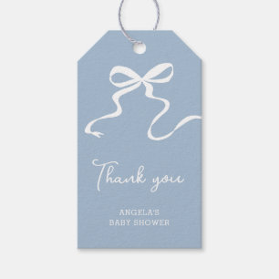 Bow Blue Baby Shower Favour Tag
