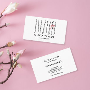 Bow Bobby Pins Hair Stylist Hair Salon Hairdresser Business Card