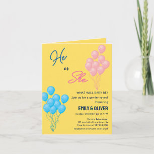 bow boy or girl gender reveal party invitation