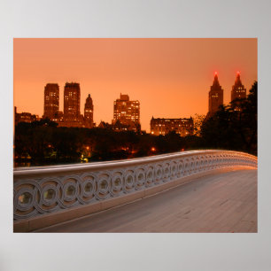 Bow Bridge at Twilight in Central Park, NYC Poster