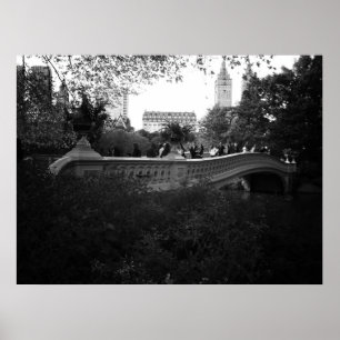Bow Bridge, Black and White, Central Park, NYC Poster