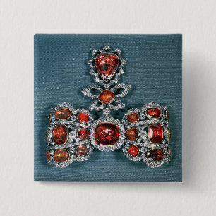 Bow brooch set with brilliant 2 inch square button