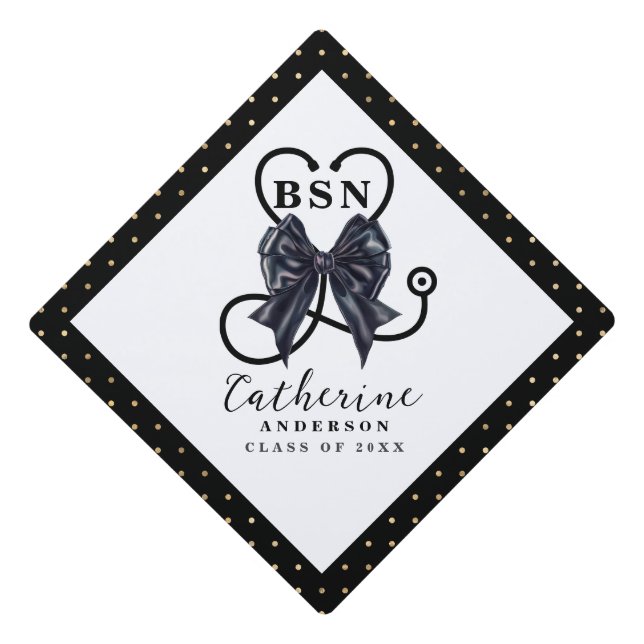 Bow BSN Nurse Graduation Cap Topper (Front)