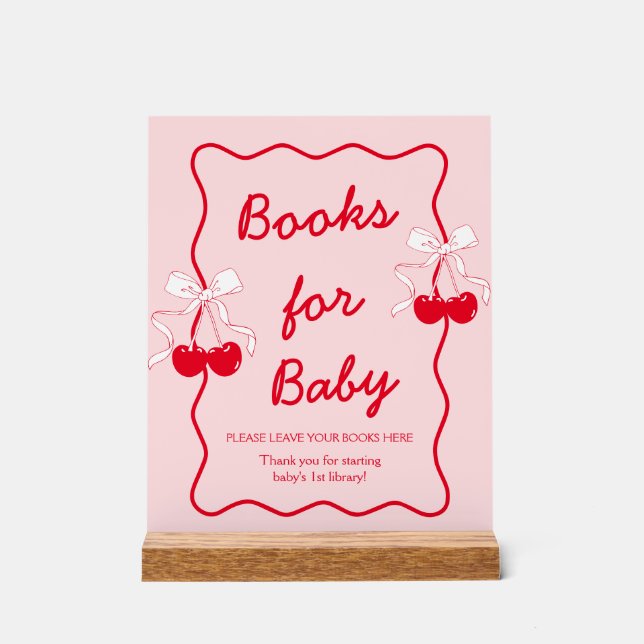 Bow Cherry Baby Shower Books for Baby (Recto)