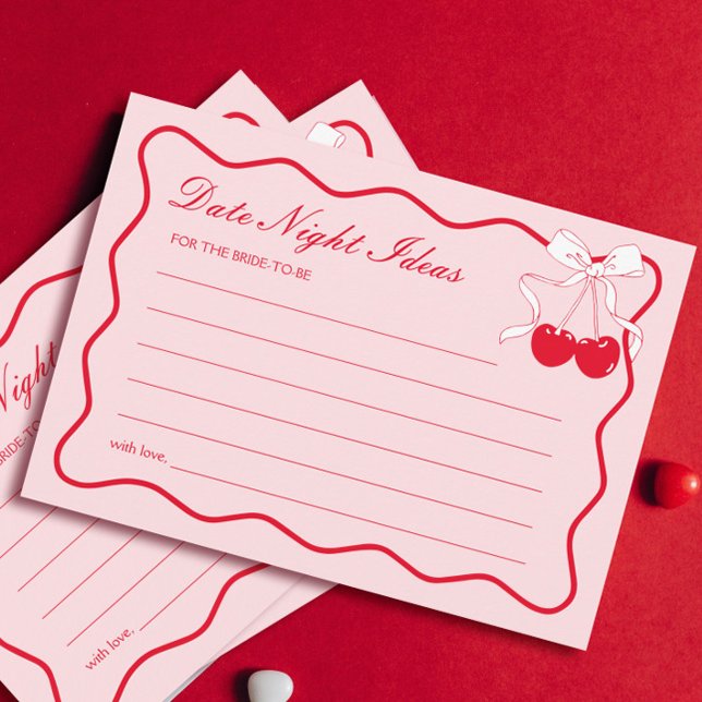Bow Cherry Fête des mariées Date Nuit Idées Carte (Créateur téléchargé)