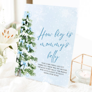 Bow Christmas Baby Shower How Big Is Mommy's Belly Pedestal Sign