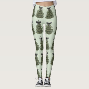 Bow christmas tree holiday leggings