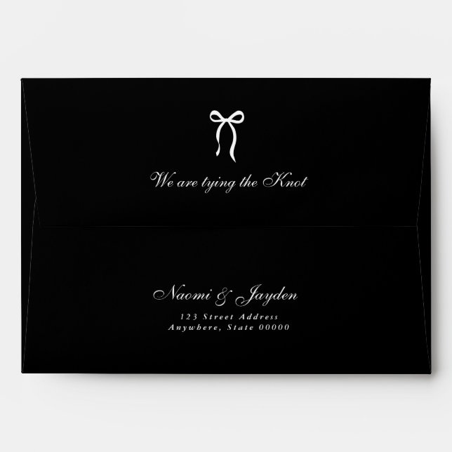 Bow Classic Old Money Black & White Wedding Envelope (Back (Top Flap))