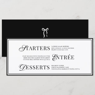 Bow Classic Old Money Black & White Wedding Menu