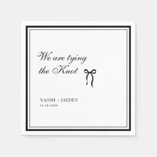 Bow Classic Old Money Black & White Wedding Napkin