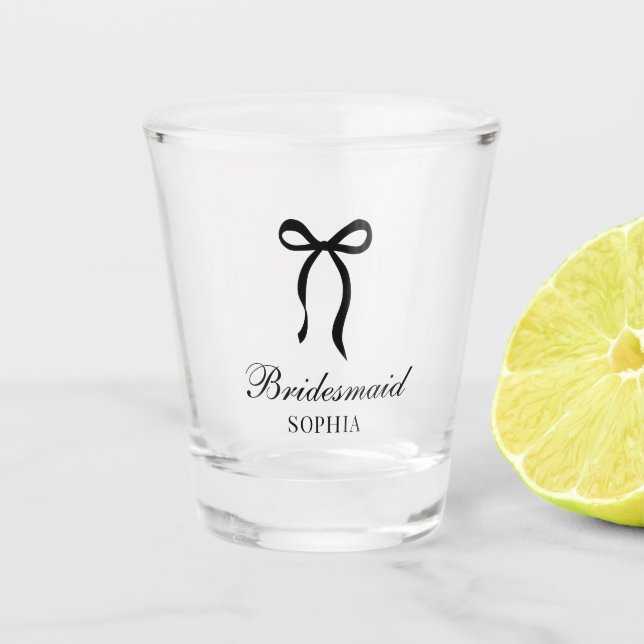 Bow Classic Old Money Wedding Favor Shot Glass (Front)