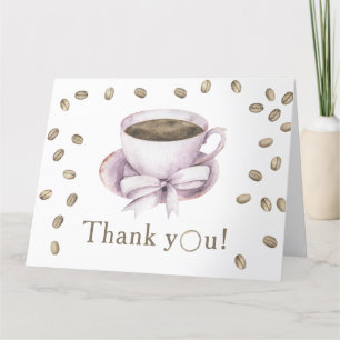 Bow & Coffee brewing Baby shower Thank you  Card
