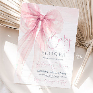 Bow Coquette Baby Shower Invitation