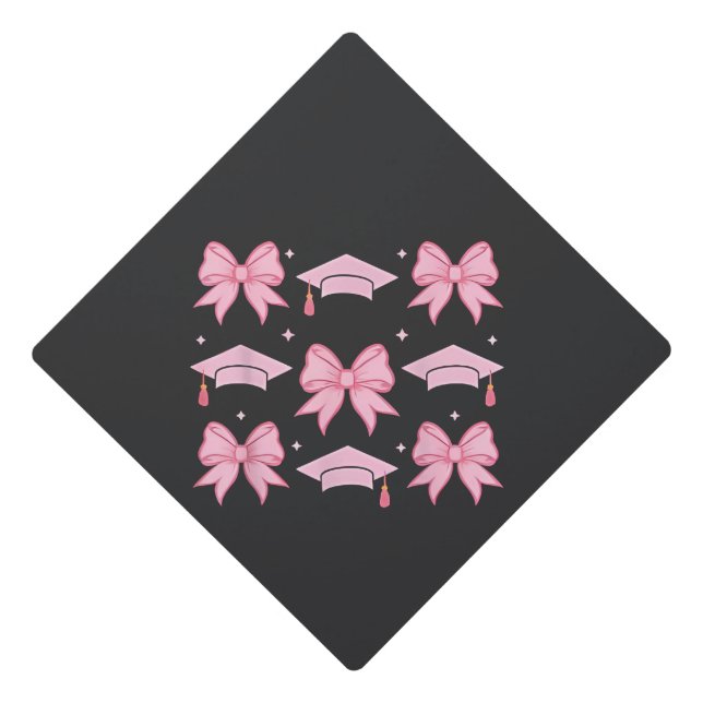 Bow coquette Graduation Pink palette 2025  Graduation Cap Topper (Front)