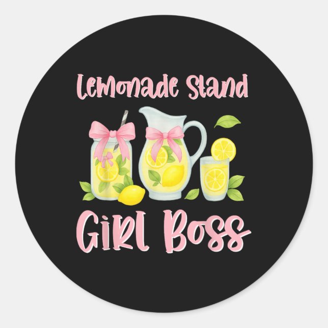 Bow Coquette Lemonade Stand Girl Boss Ceo Lemon Ju Classic Round Sticker (Front)