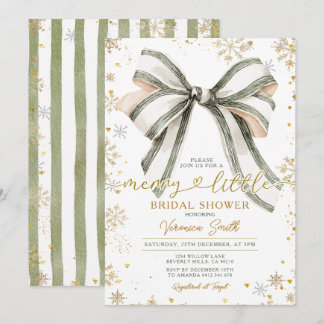 Bow coquette Merry Little Christmas Bridal Shower Invitation