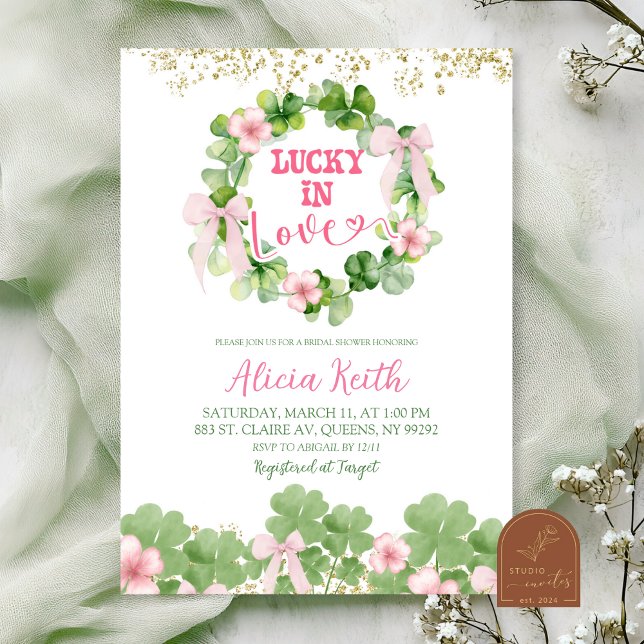 Bow Coquette St Patrick Bridal Shower Invitation (Creator Uploaded)