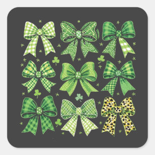 Bow Coquette St Patrick's Day Vintage  Square Sticker