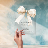 Bow cream beige girl clear Confirmation