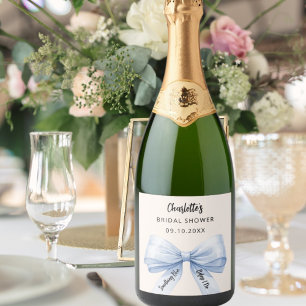 Bow cream Something blue before I do Bridal Shower Sparkling Wine Label