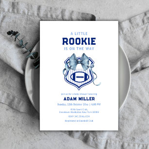 Bow Crest Rookie Football Sport Baby Shower  Invitation