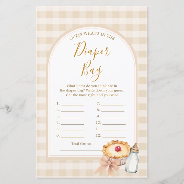 Bow Cutie Pie Pastel Gingham What's in Diaper Bag (Front)