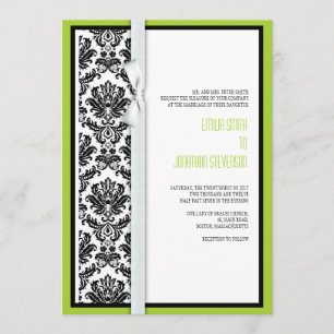 Bow Damask avec Faire-part de mariage vert
