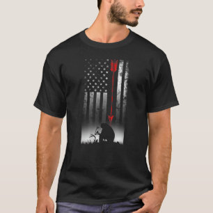 Bow Deer Hunting American Flag  For Bow Hunting T-Shirt