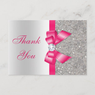 Bow & Diamonds Rose chaud Merci blanc