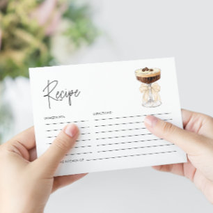 Bow Espresso Martini Bridal Shower Recipe Enclosure Card