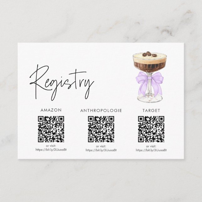 Bow Espresso Martini Bridal Shower - Registry Enclosure Card (Front)