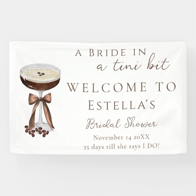 Bow Espresso Martini Bridal Shower Welcome Sign (Horizontal)