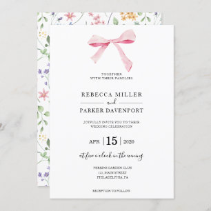 Bow Faire-part de mariage fleurie élégante tendanc