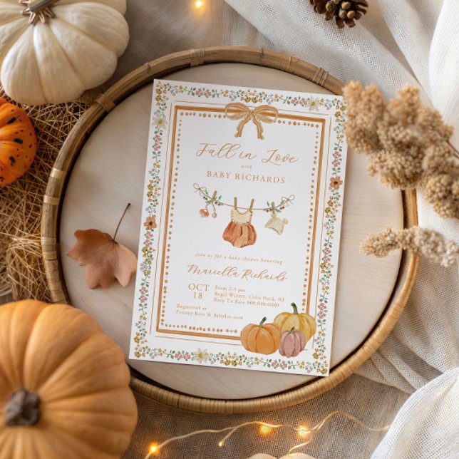 Bow Fall in Love Fall Baby Shower Girl Invitation (Creator Uploaded)