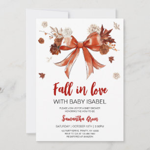 Bow Fall in Love with Baby Baby Shower Invitation