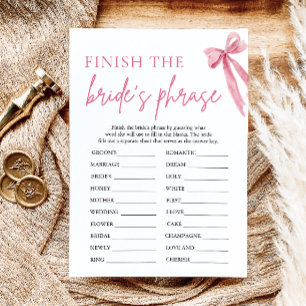 Bow Finish the Bride's Phrase Bridal Shower Game Invitation