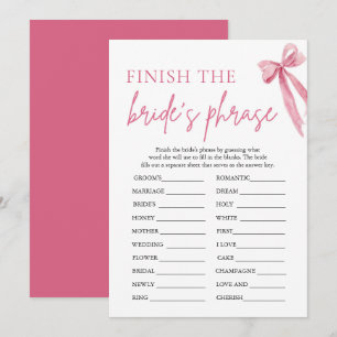Bow Finish the Bride's Phrase Bridal Shower Game Invitation
