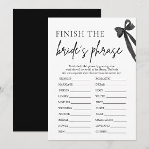Bow Finish the Bride's Phrase Bridal Shower Game Invitation
