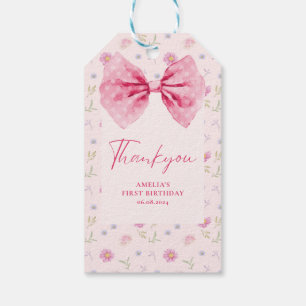 Bow floral little miss Onederful birthday favour Gift Tags