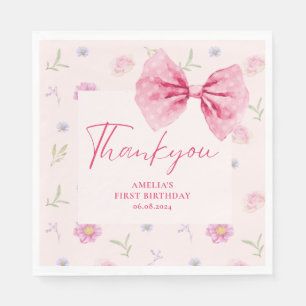 Bow floral little miss Onederful birthday favour Napkin